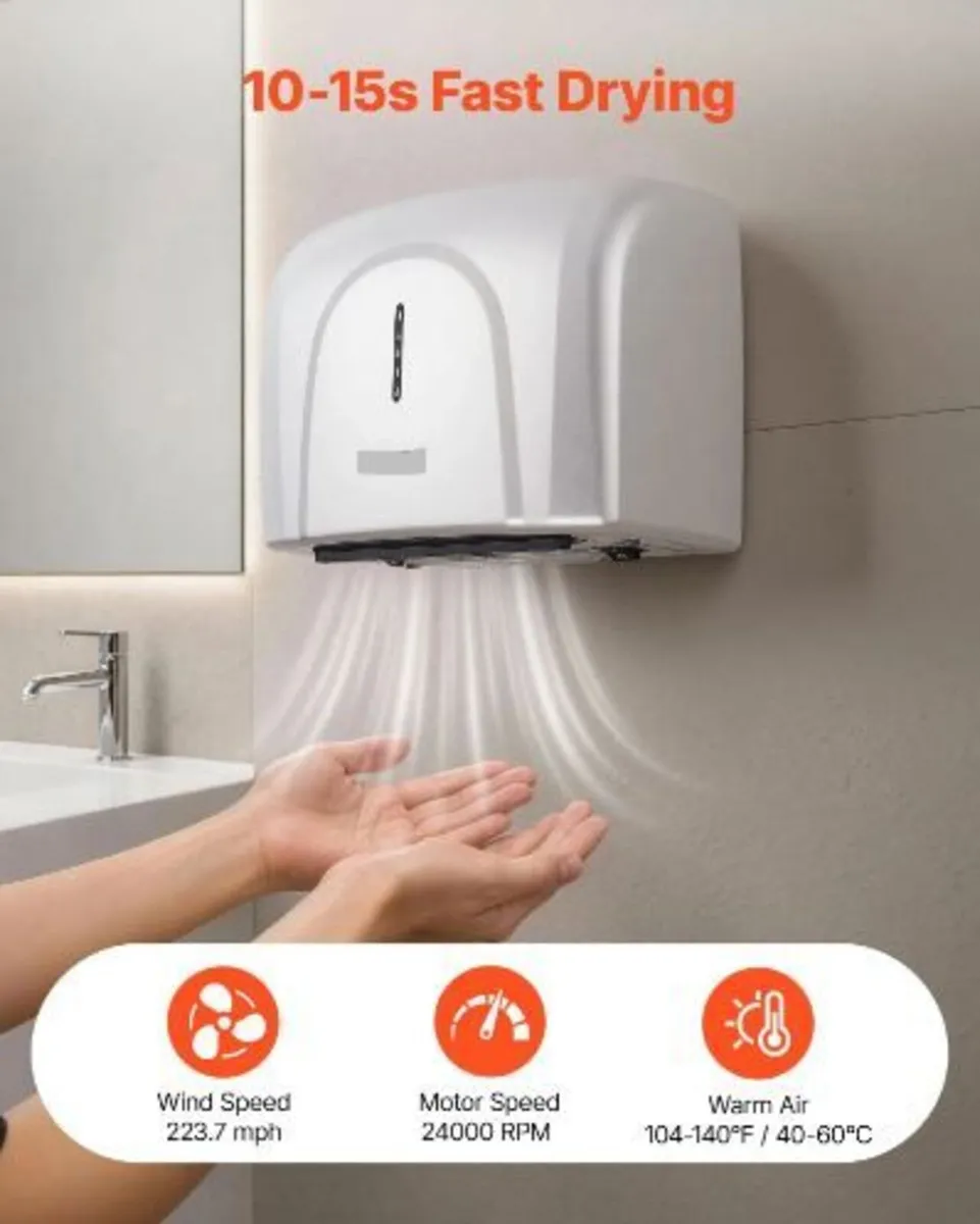 Hand Dryer, 1300W Bathroom Air Hand - Image 2