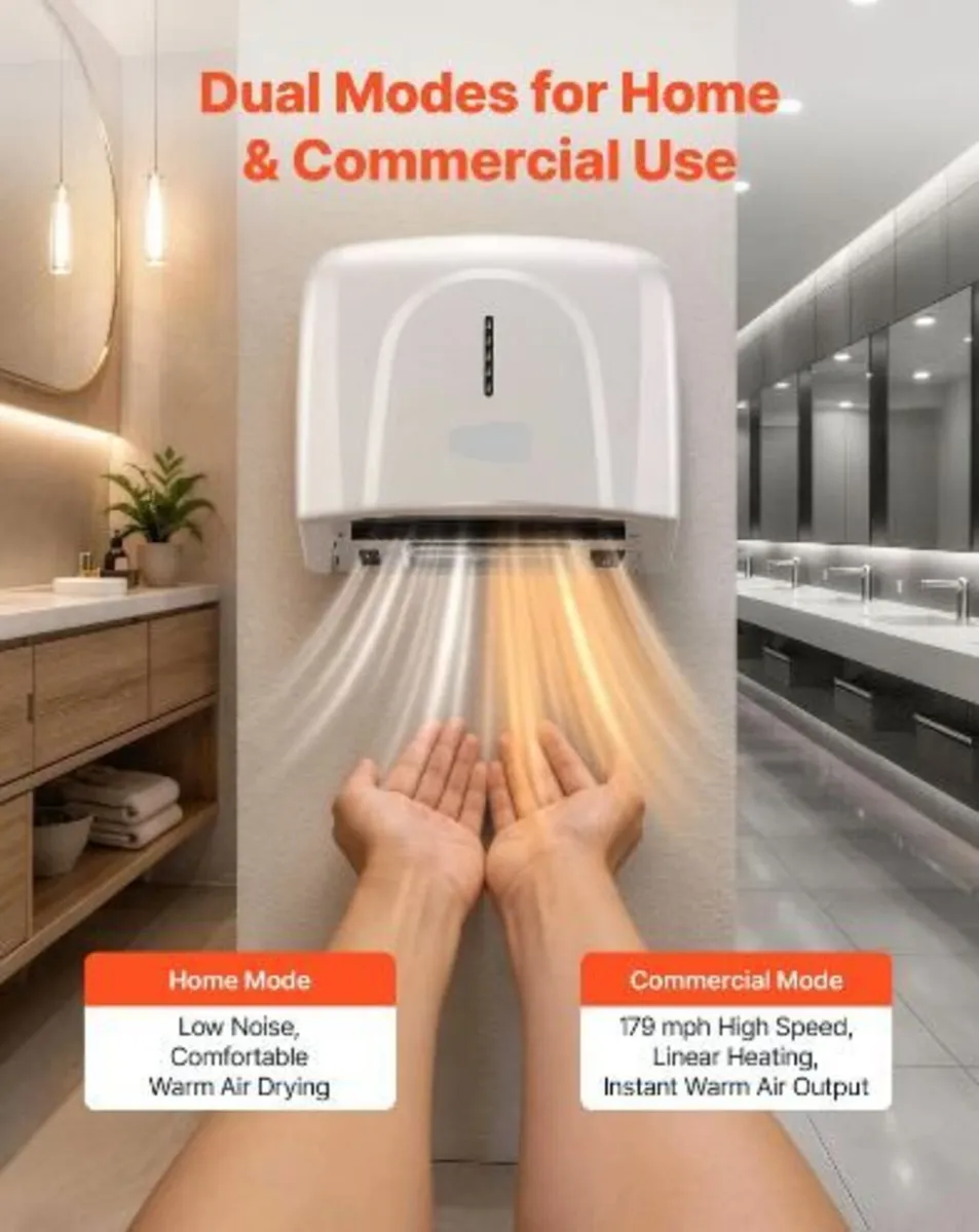 Hand Dryer, 1300W Bathroom Air Hand - Image 4