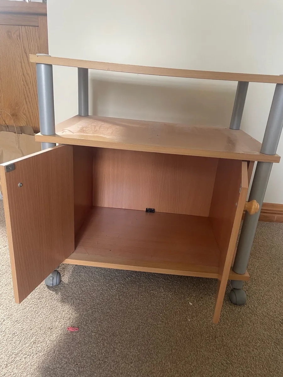 Light Wood Storage Cabinet on Wheels - Image 3