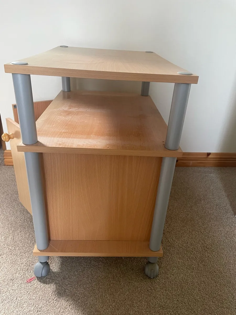 Light Wood Storage Cabinet on Wheels - Image 4