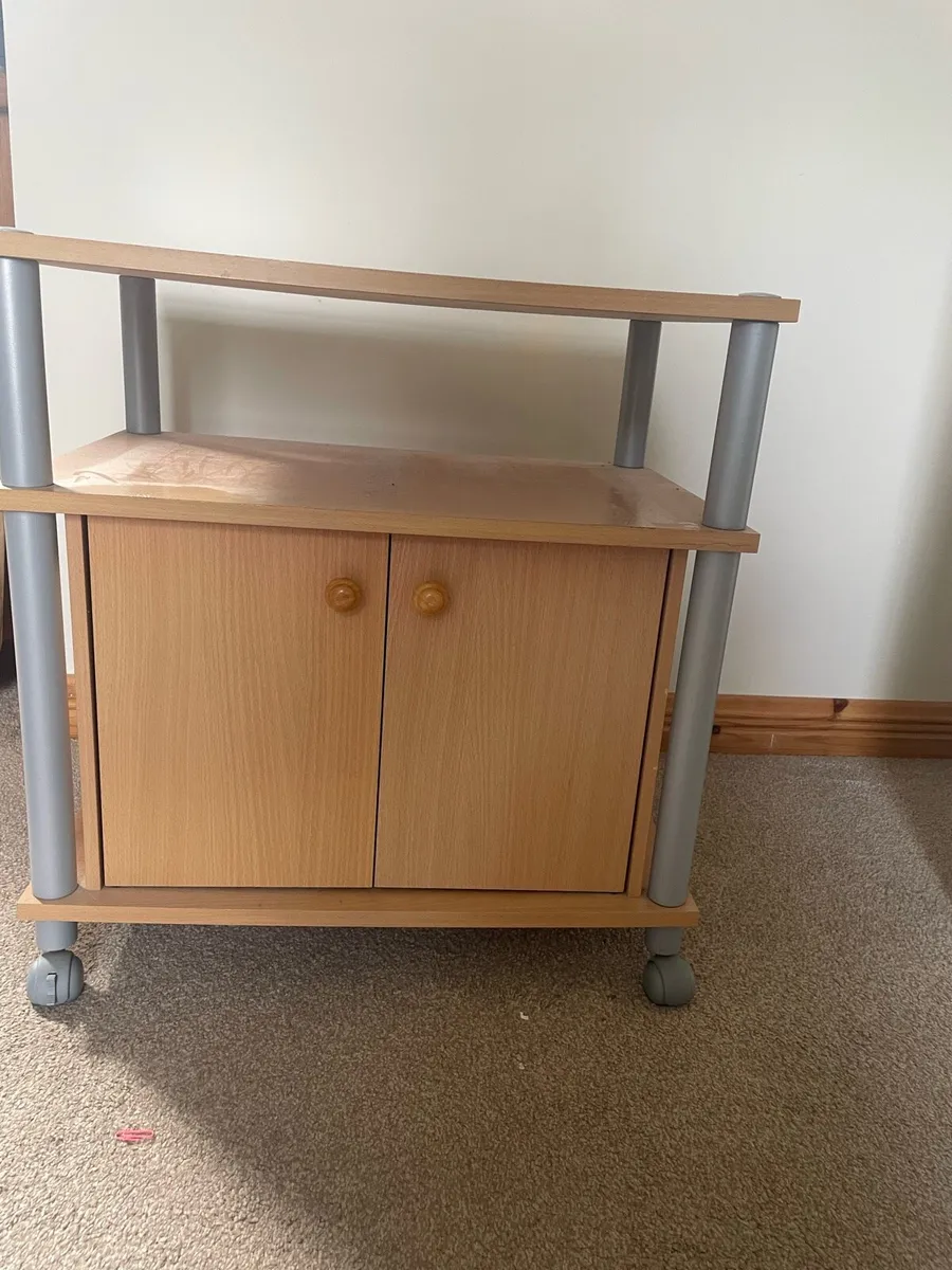 Light Wood Storage Cabinet on Wheels - Image 2