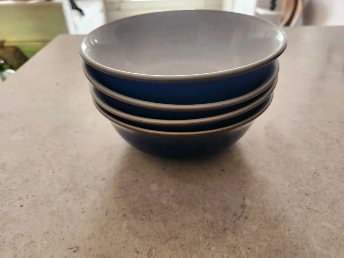 Denby Imperial Blue Set. 4 Plates 3 Mugs 4 Bowls - Image 4