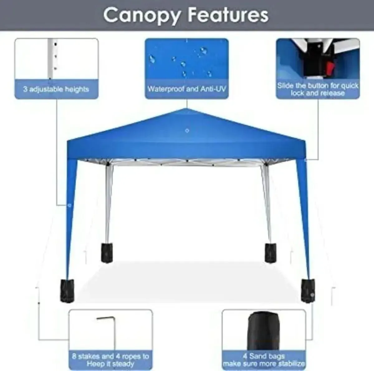 3x3M Outdoor Pop Up Gazebo with Adjustable Height - Image 1