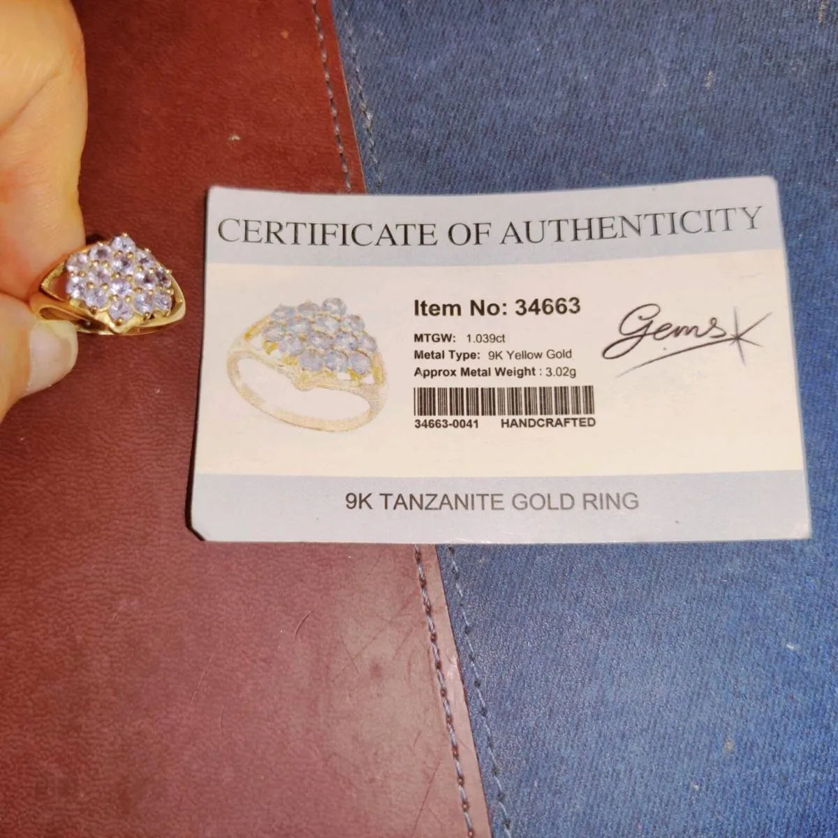 HUGE TANZANITE CLUSTER, 9CT Gold New Ring & Cert ! - Image 2