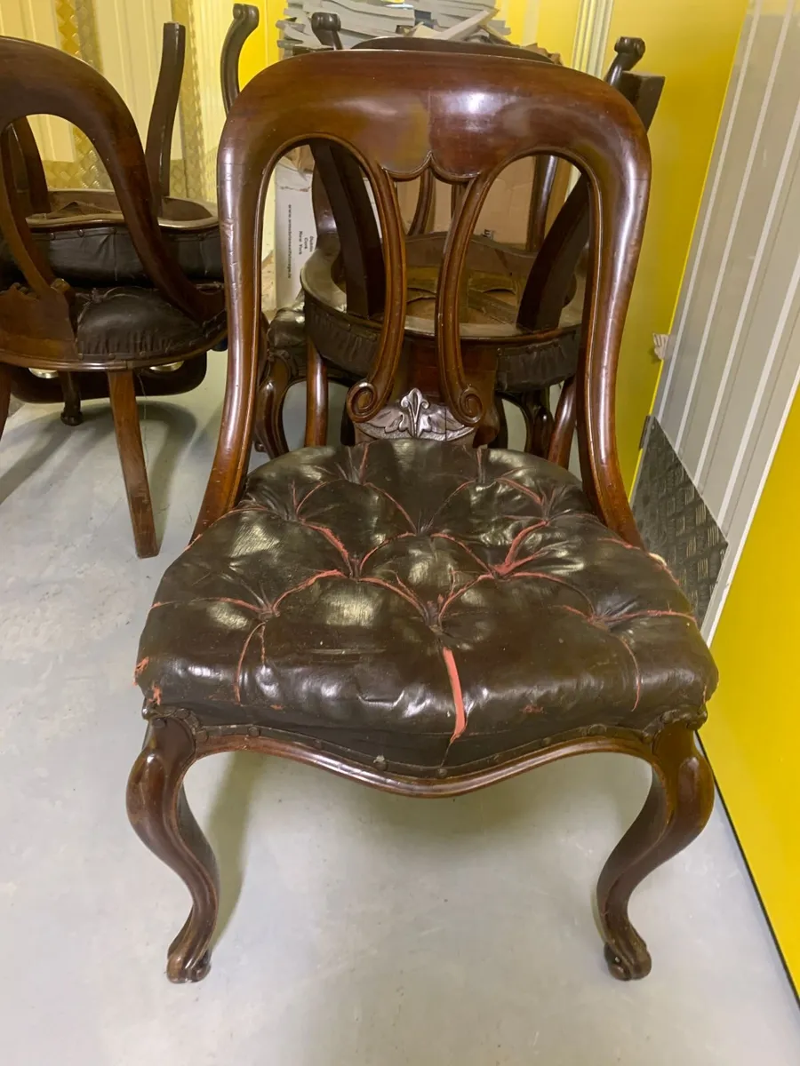 Antique dining table and 8 chairs - Image 2