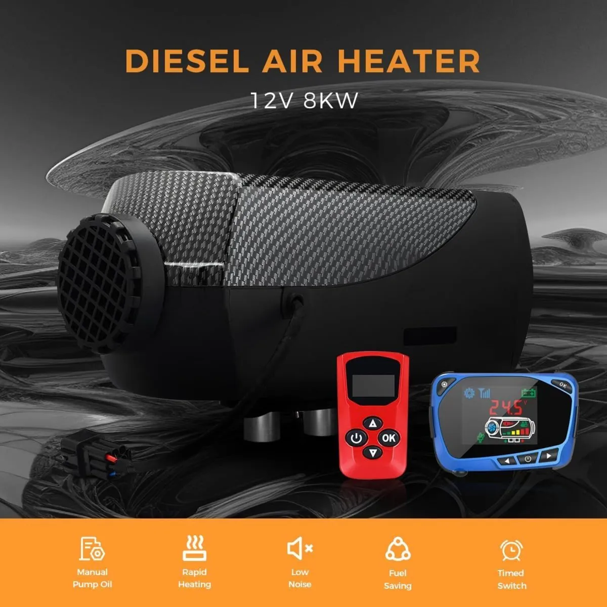 Diesel Air Heater 8KW 12V Bluetooth LCD Display - Image 2