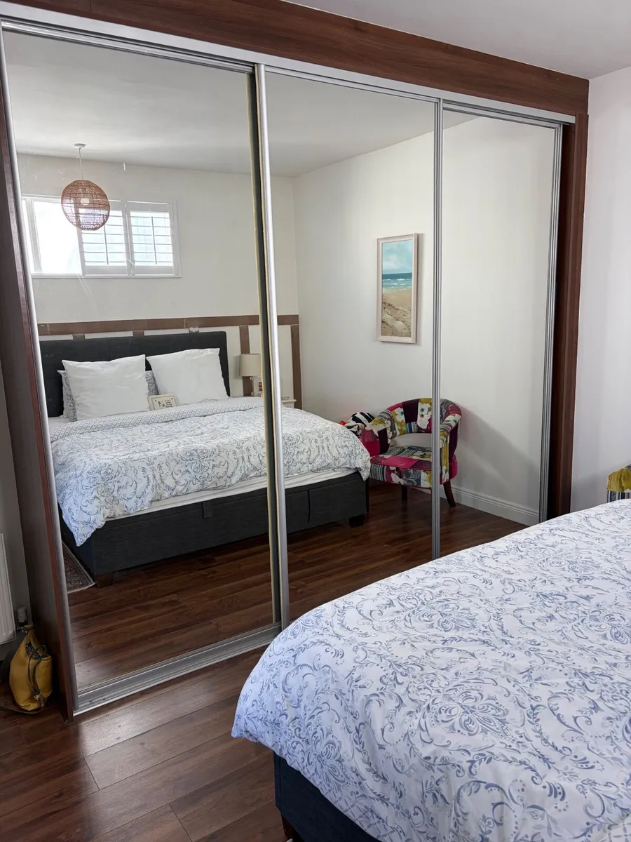 Walnut 3 sliding door Mirrored Wardrobe - Image 3