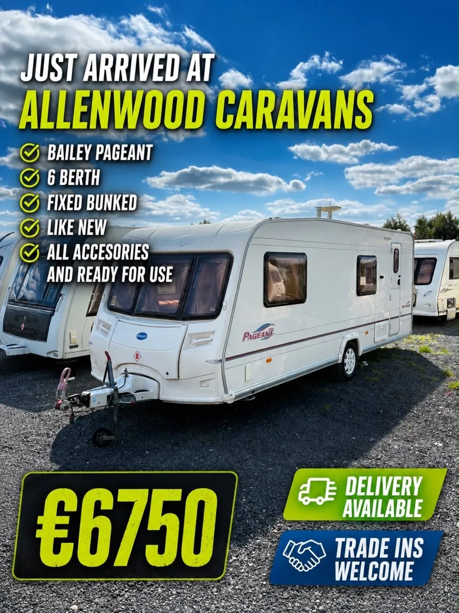 Bailey pageant 6 berth fixed bunkbeds caravan - Image 1