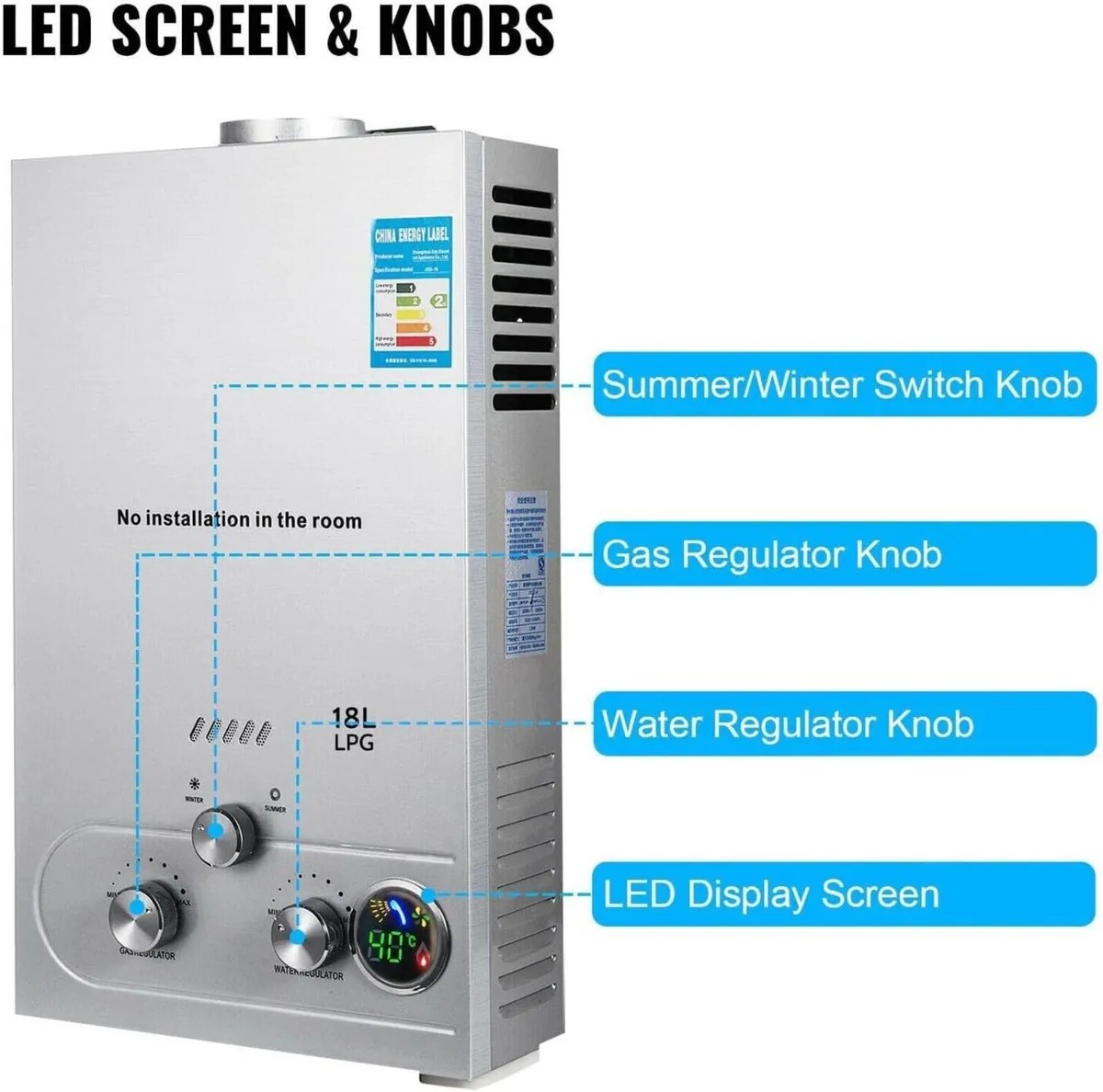 18L Propane Tankless Water Heater Fast Heating - Image 2