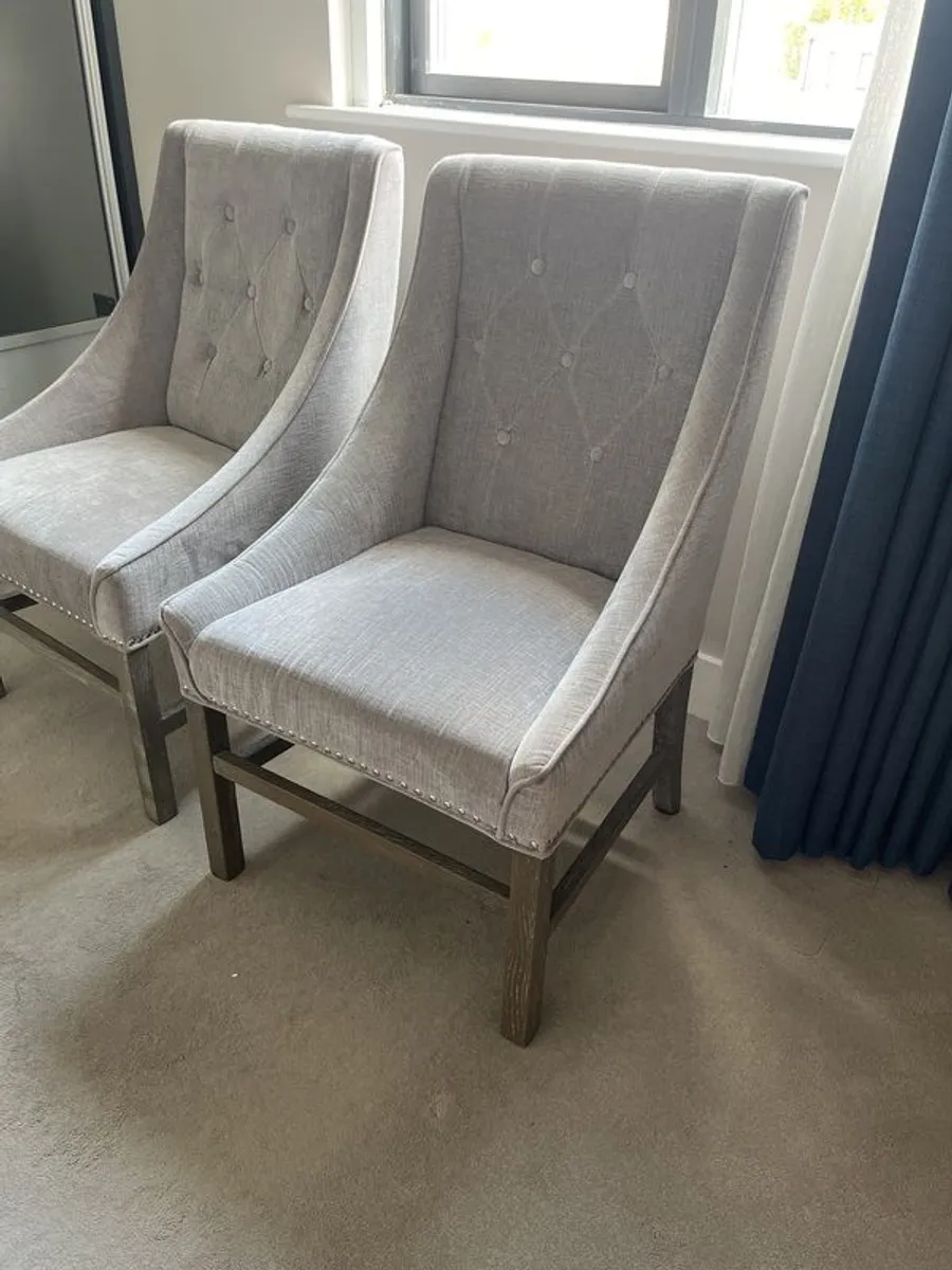 Grey Upholstered arm chairs / Dining Chairs - like new - Image 2