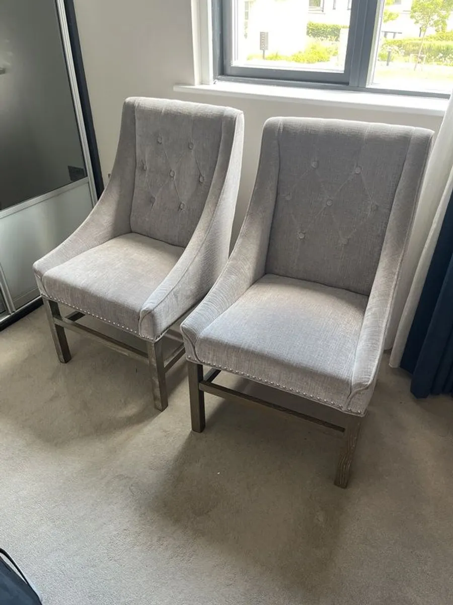 Grey Upholstered arm chairs / Dining Chairs - like new - Image 3