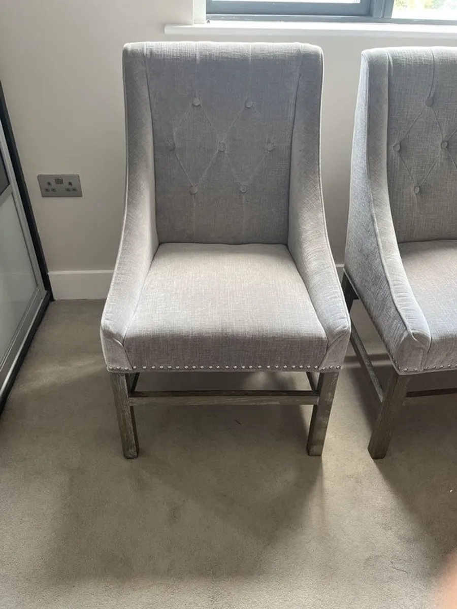 Grey Upholstered arm chairs / Dining Chairs - like new - Image 4