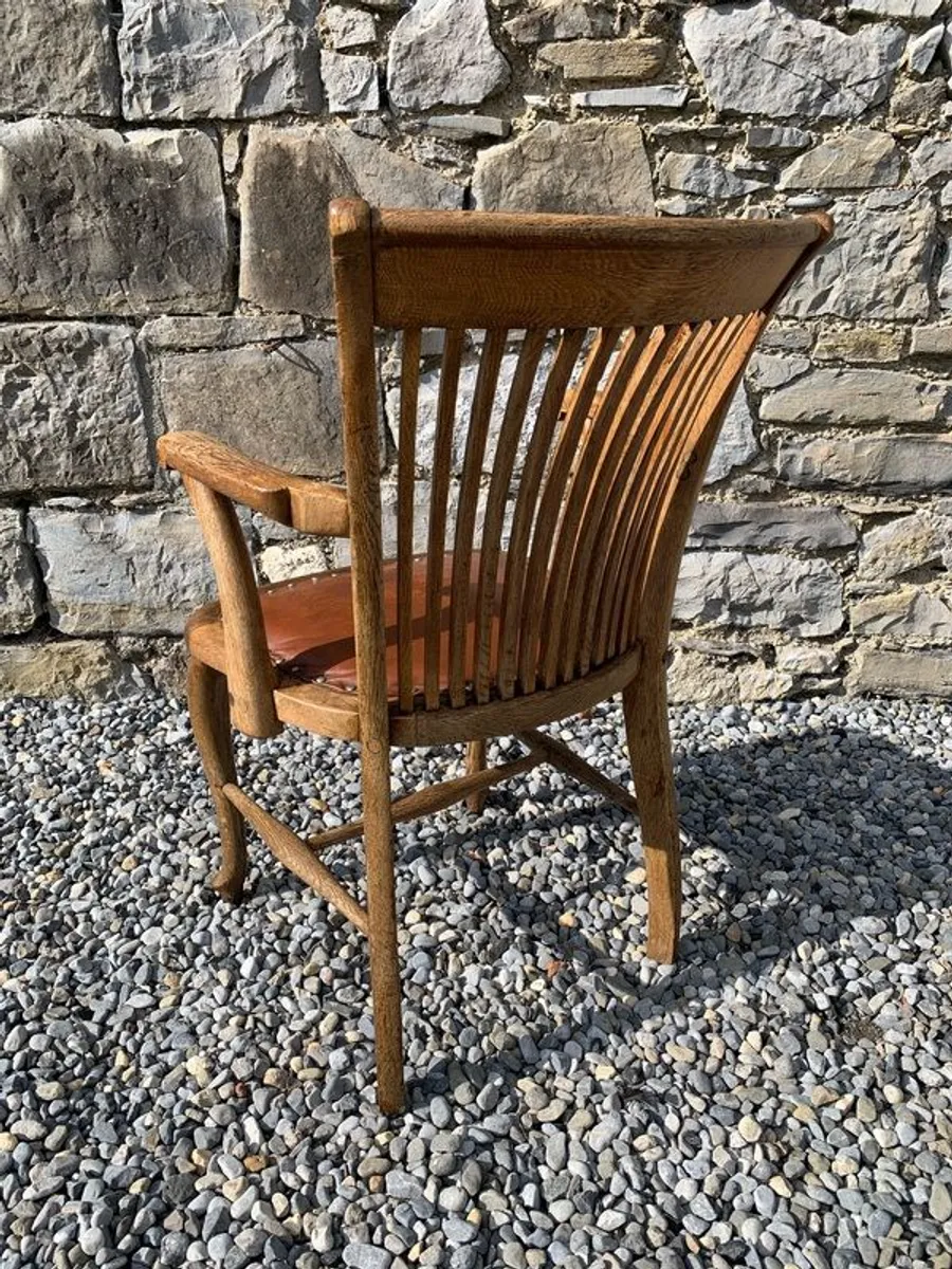 Edwardian Arts and Crafts Oak Armchair. - Image 4
