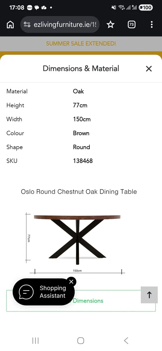 150cm solid oak table - Image 4