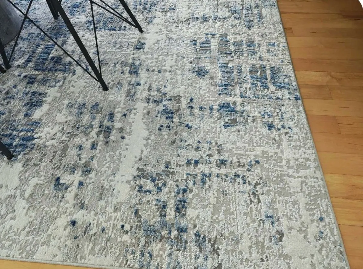 Large Orion Blue Abstract Rug - Image 4