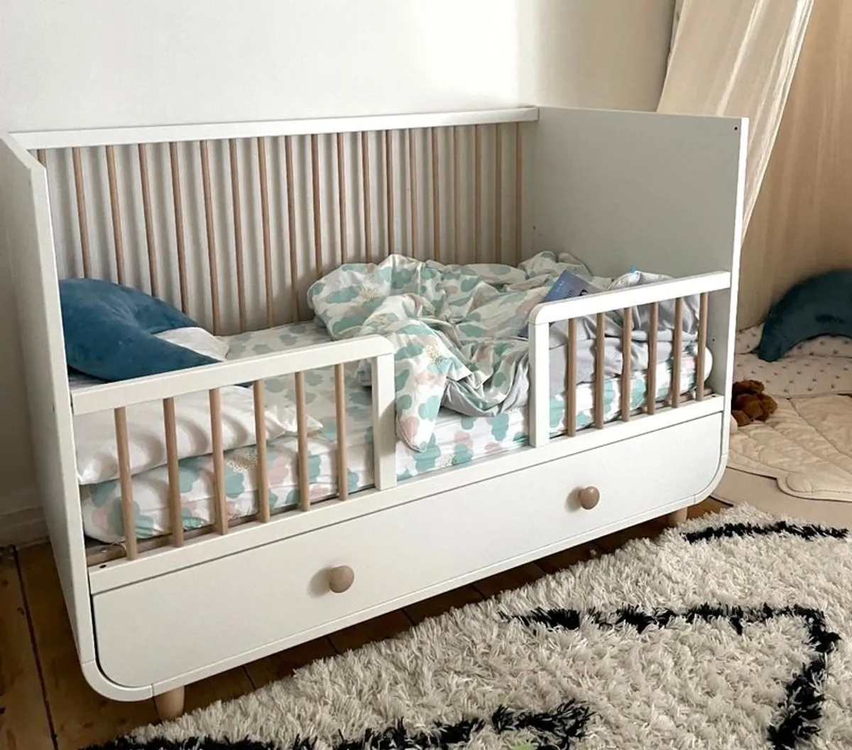 IKEA MYLLRA Cot with large drawer in white - Excellent Condition - Image 2