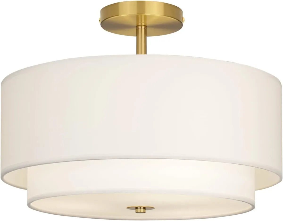 40CM Dual Drum 3-Light Semi Flush Mount - Image 1