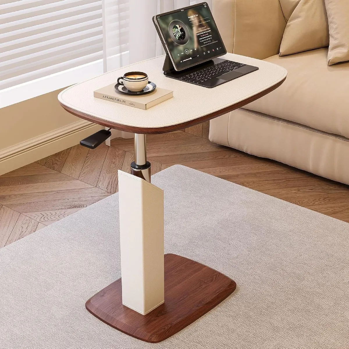 Adjustable Height C Shaped Side Table - Image 1