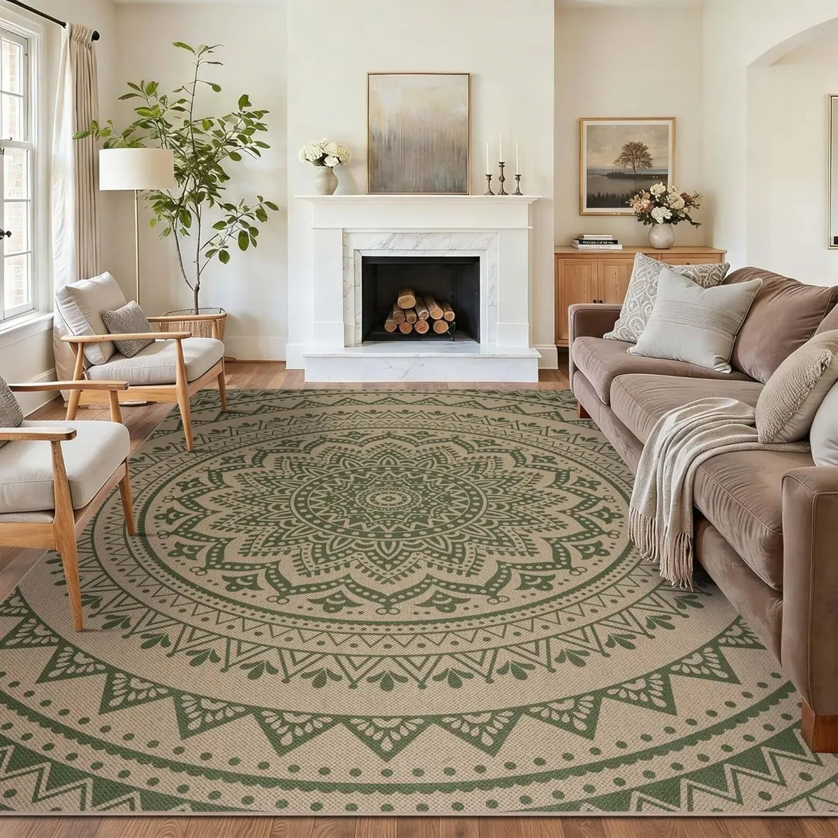 Washable Rugs for Living Room Mandala - Image 1
