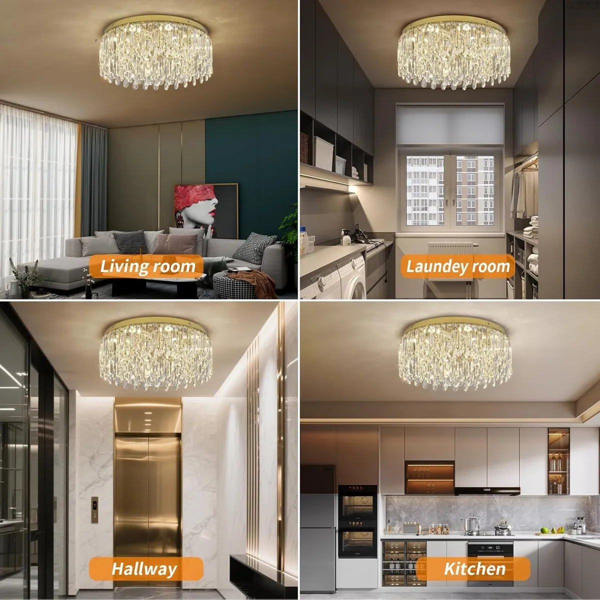 50CM Crystal Chandelier Living Room Ceiling Light - Image 3