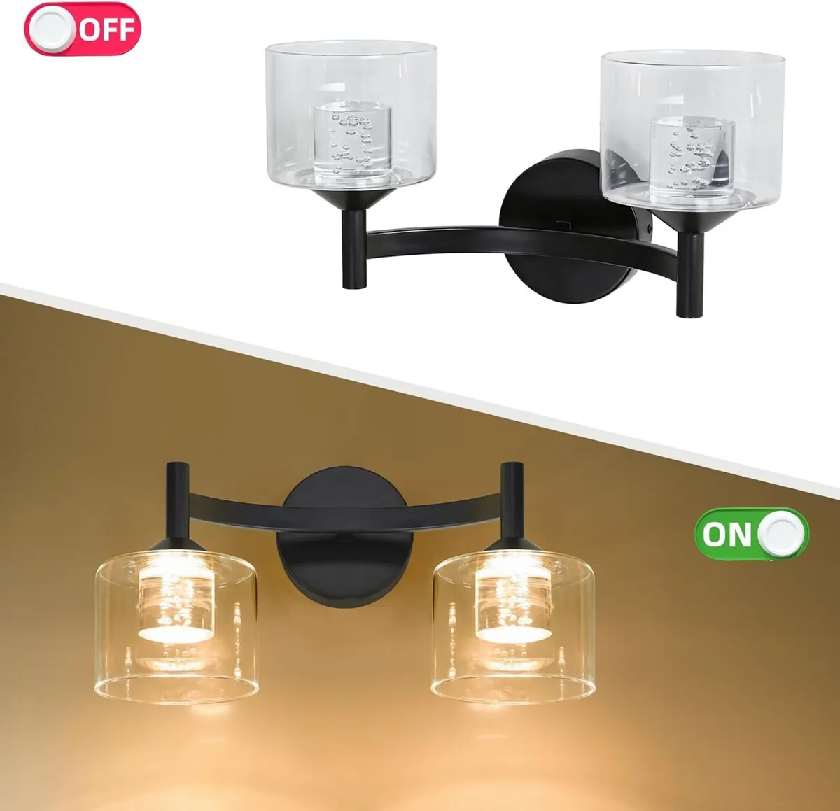 2-Light Wall Sconces Vanity Light with Clear Glass - Image 4