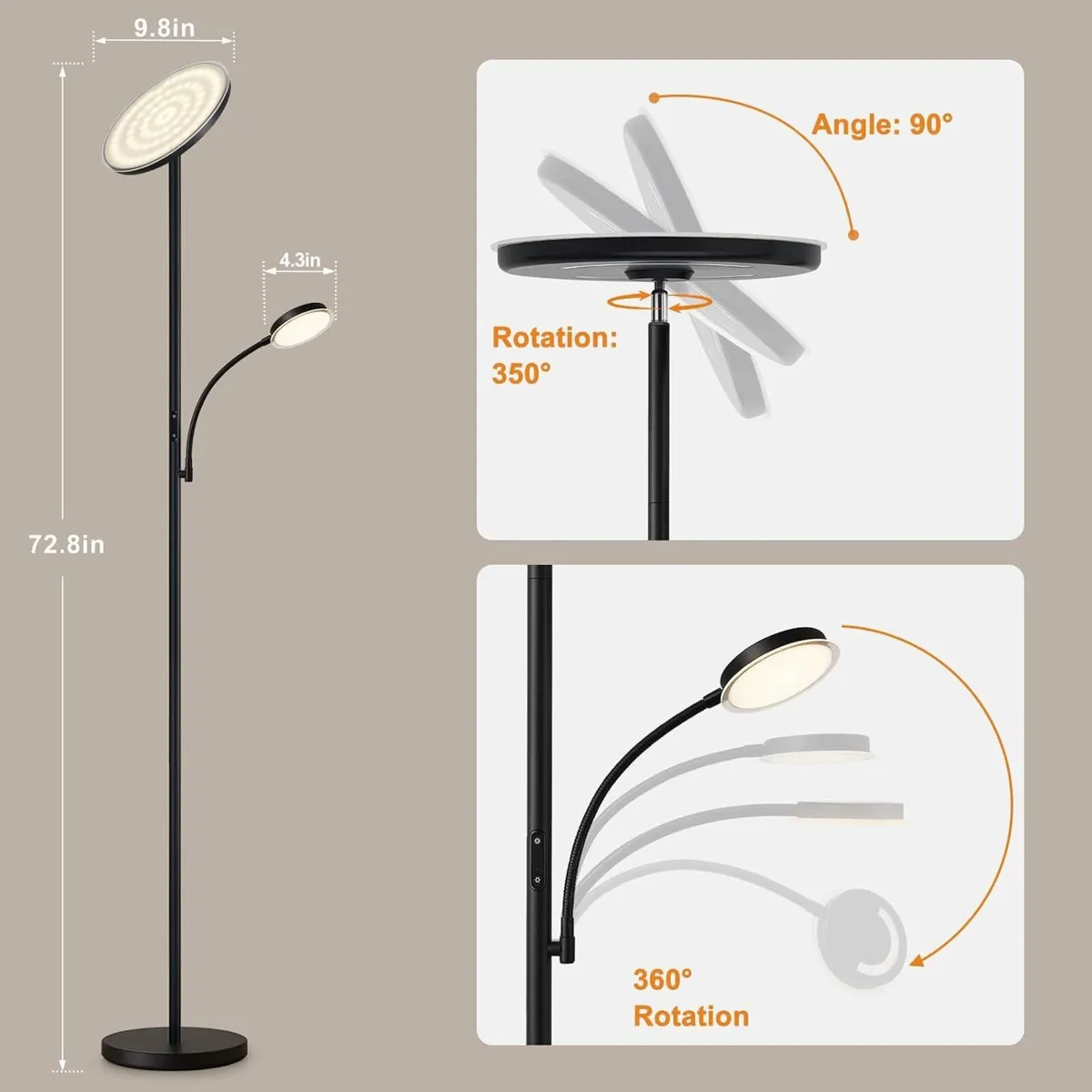 LED Uplighter Floor Lamp Standing with Remote - Image 3