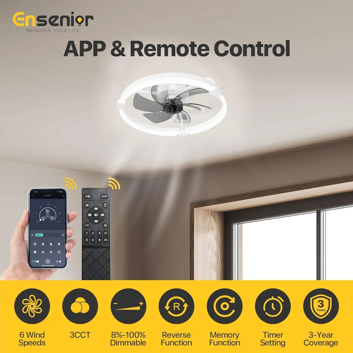 Ceiling Fans with Lights and Remote Flush - Image 3