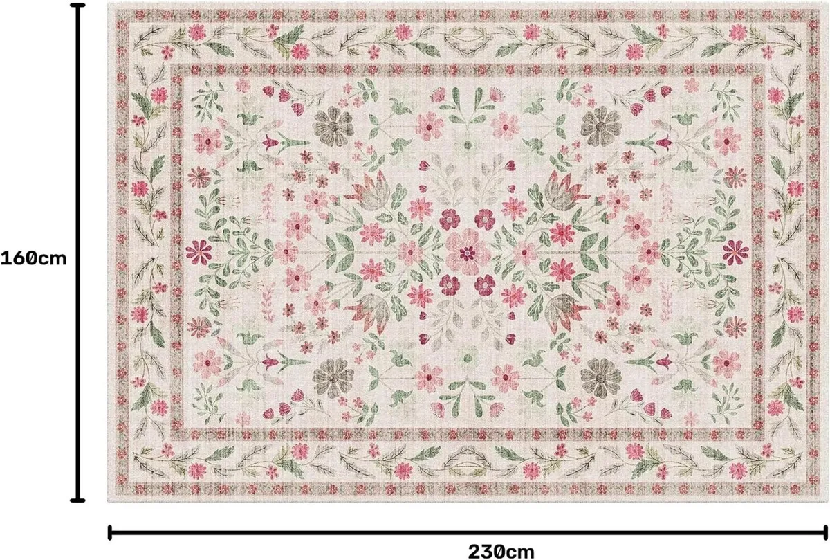 Rugs Living Room Vintage Floral Rug Washable - Image 2