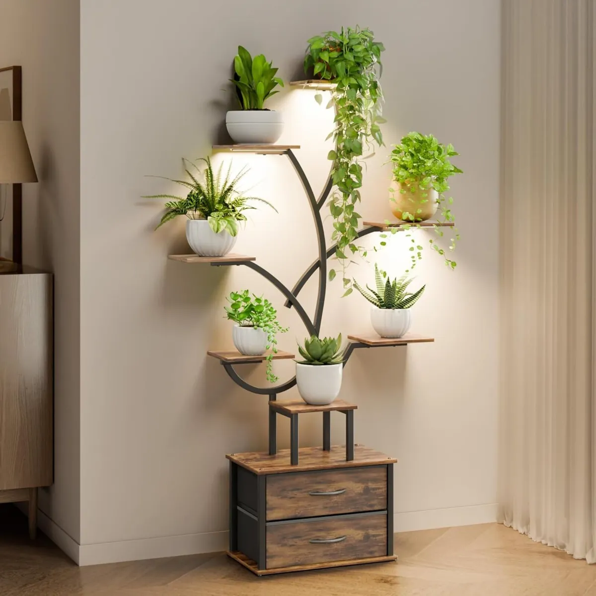 Plant Stand Indoor 9-Tier 160CM 2 Storage Drawers - Image 1