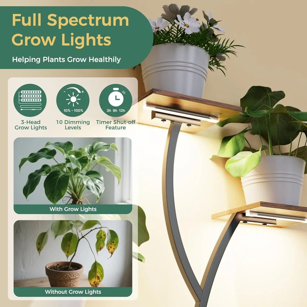 Plant Stand Indoor 9-Tier 160CM 2 Storage Drawers - Image 3