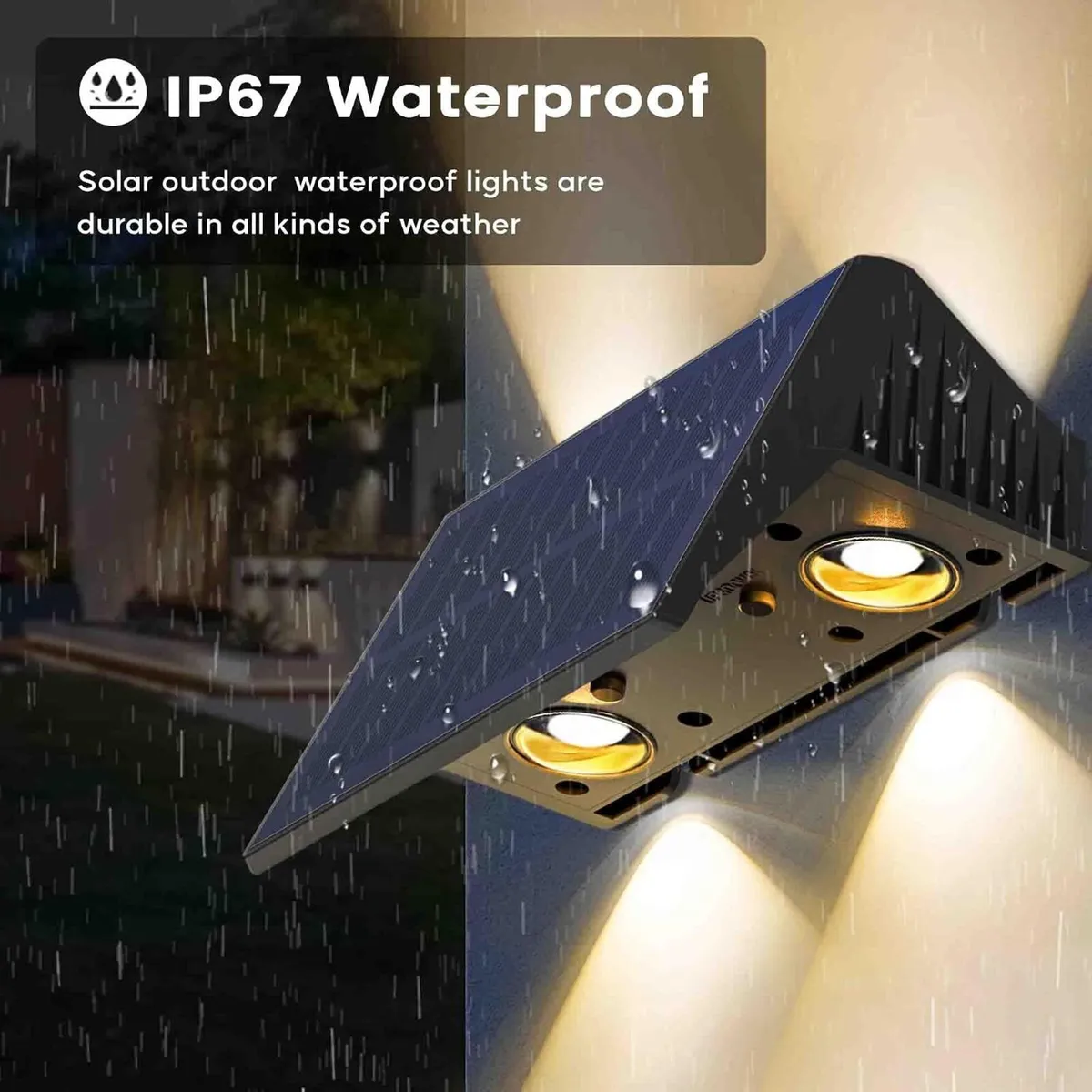 Solar Fence Lights Warm Up Down (12 Pack) - Image 2