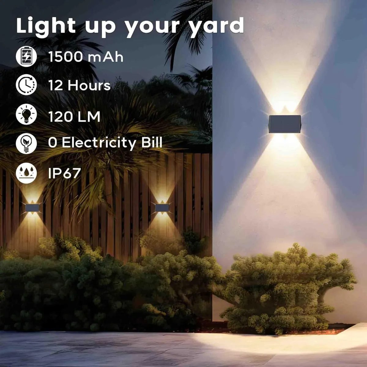 Solar Fence Lights Warm Up Down (12 Pack) - Image 4