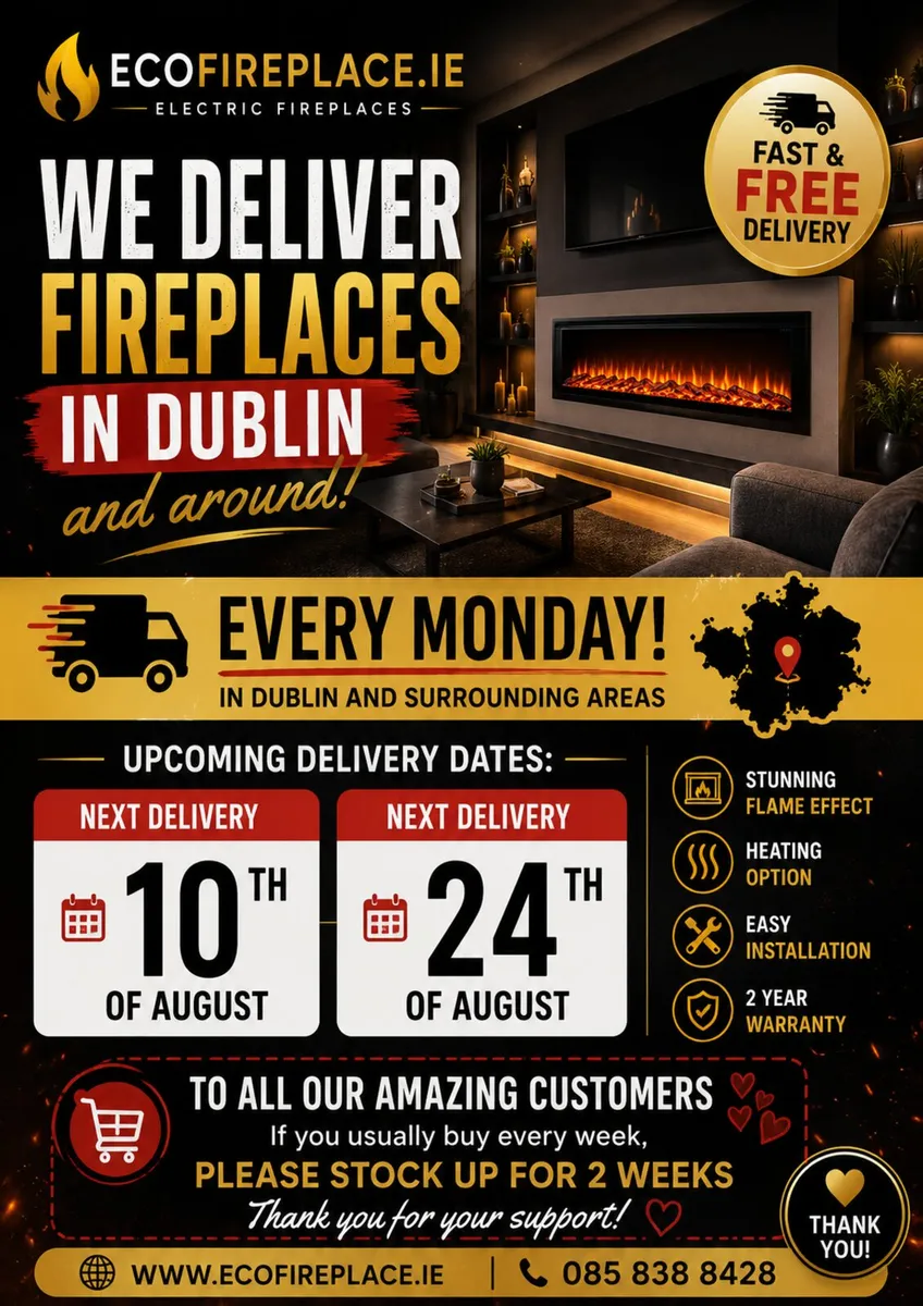 Electric Fireplaces.  FREE DELIVERY - Image 1
