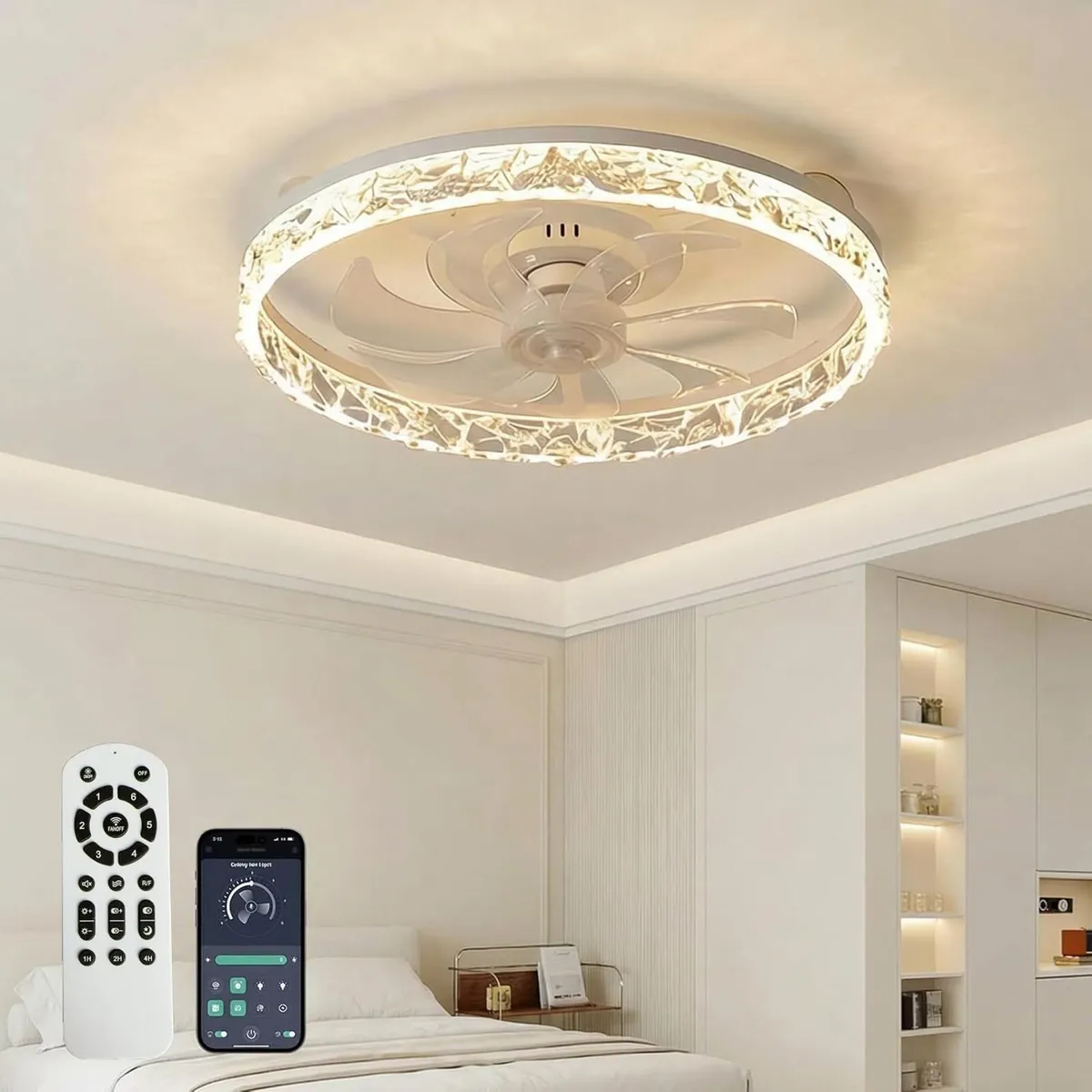 Crystal Ceiling Fans with Lights and Remote Smart - Image 1