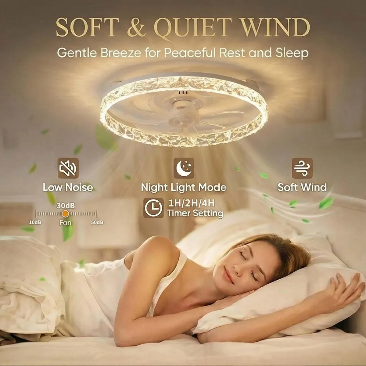 Crystal Ceiling Fans with Lights and Remote Smart - Image 2