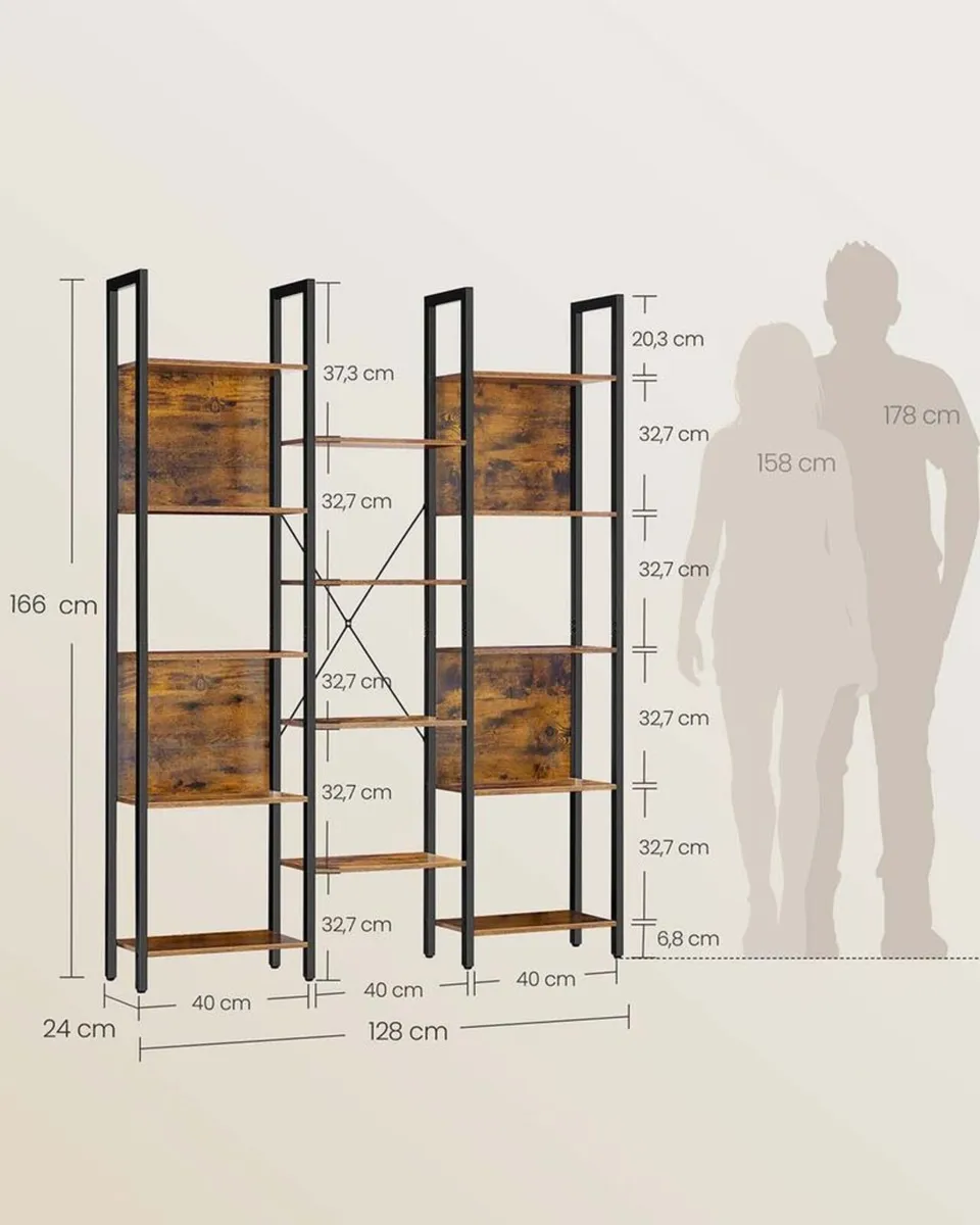 Industrial Bookcase with Storage Shelves - Image 3