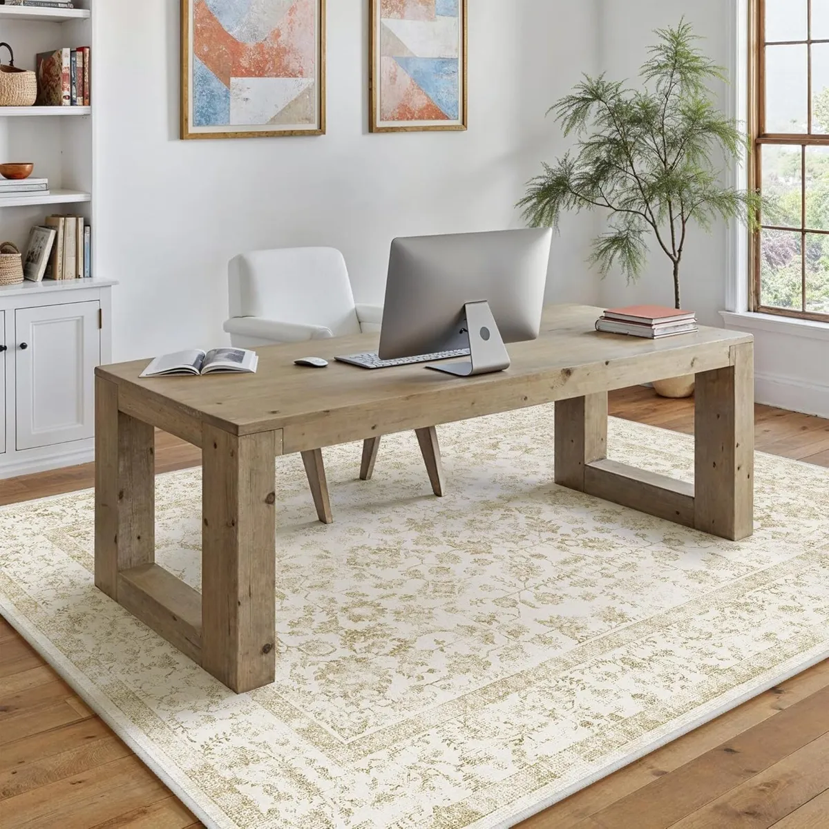 Large Living Room Area Rug Vintage Washable - Image 1