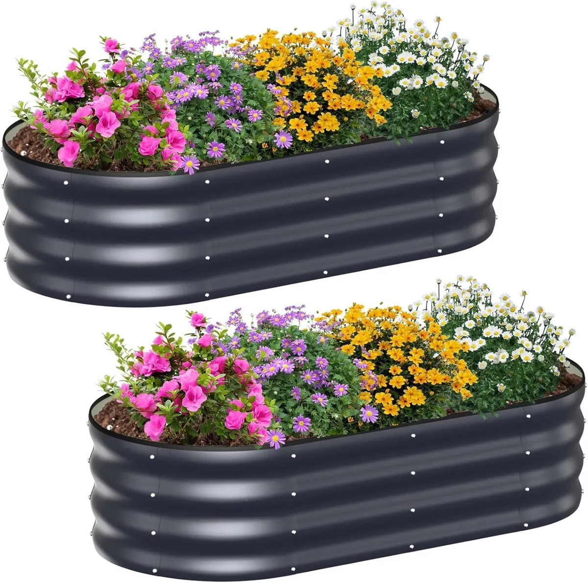 Raised Beds for Garden 2pcs Galvanised Planters - Image 1