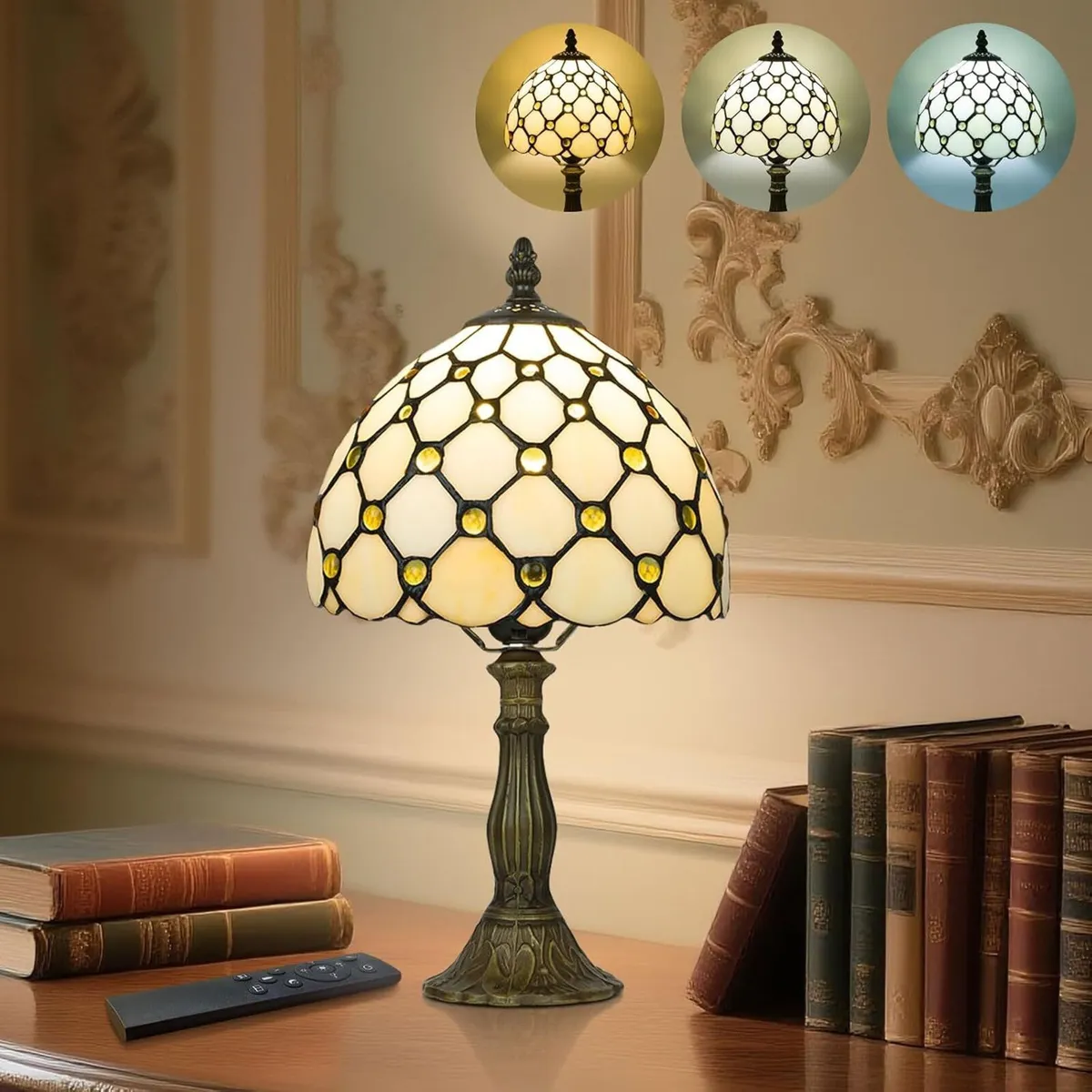 Tiffany Style Table Lamp for Bedroom Remote - Image 1
