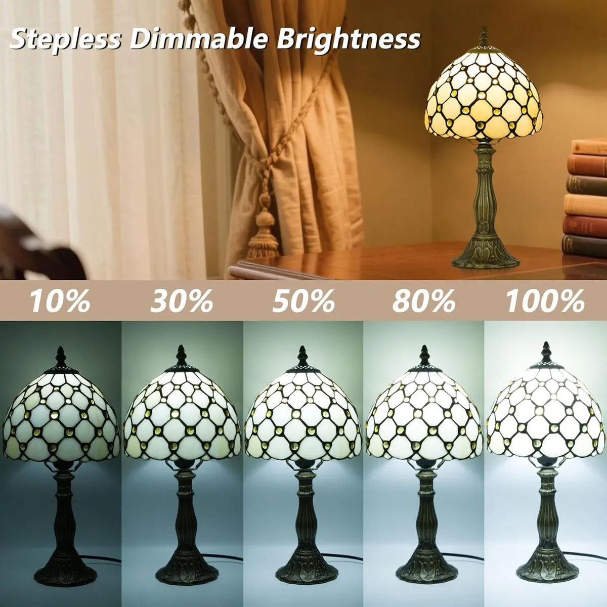Tiffany Style Table Lamp for Bedroom Remote - Image 4