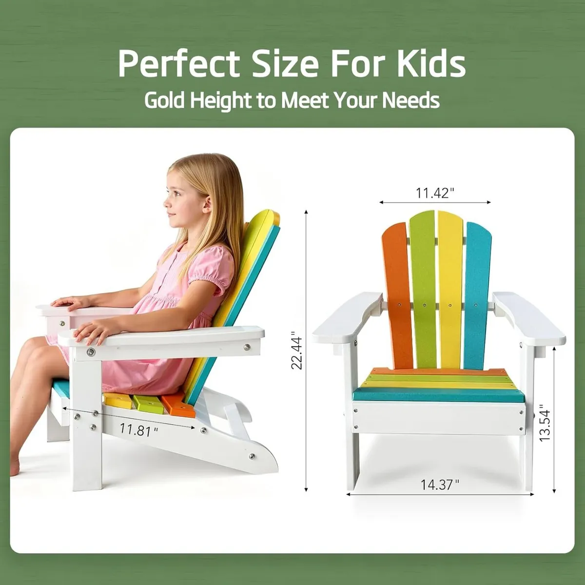 Kids Adirondack Chair All-Weather Hdpe Children's - Image 2