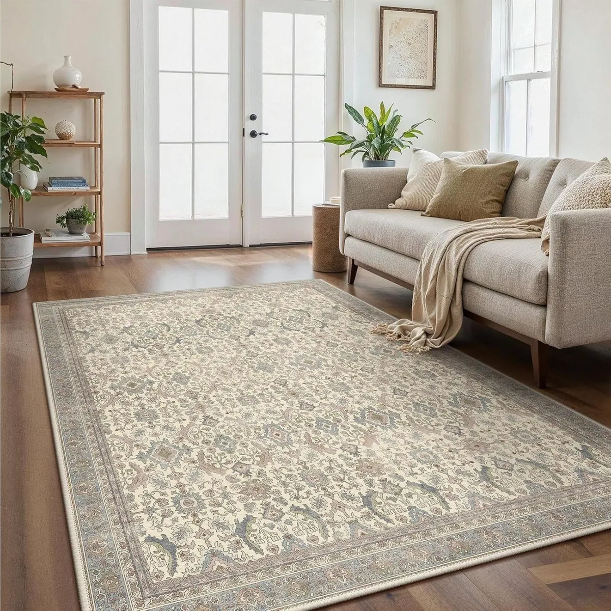 Extra Large Rug Oat Taupe Washable Non-Slip - Image 2