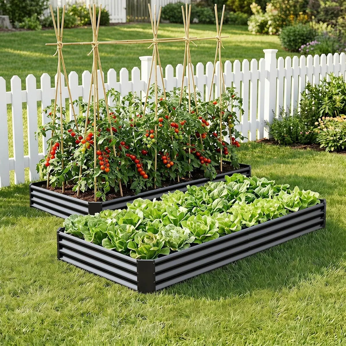 2pcs Metal Galvanized Raised Garden Bed Kit 8 - Image 1