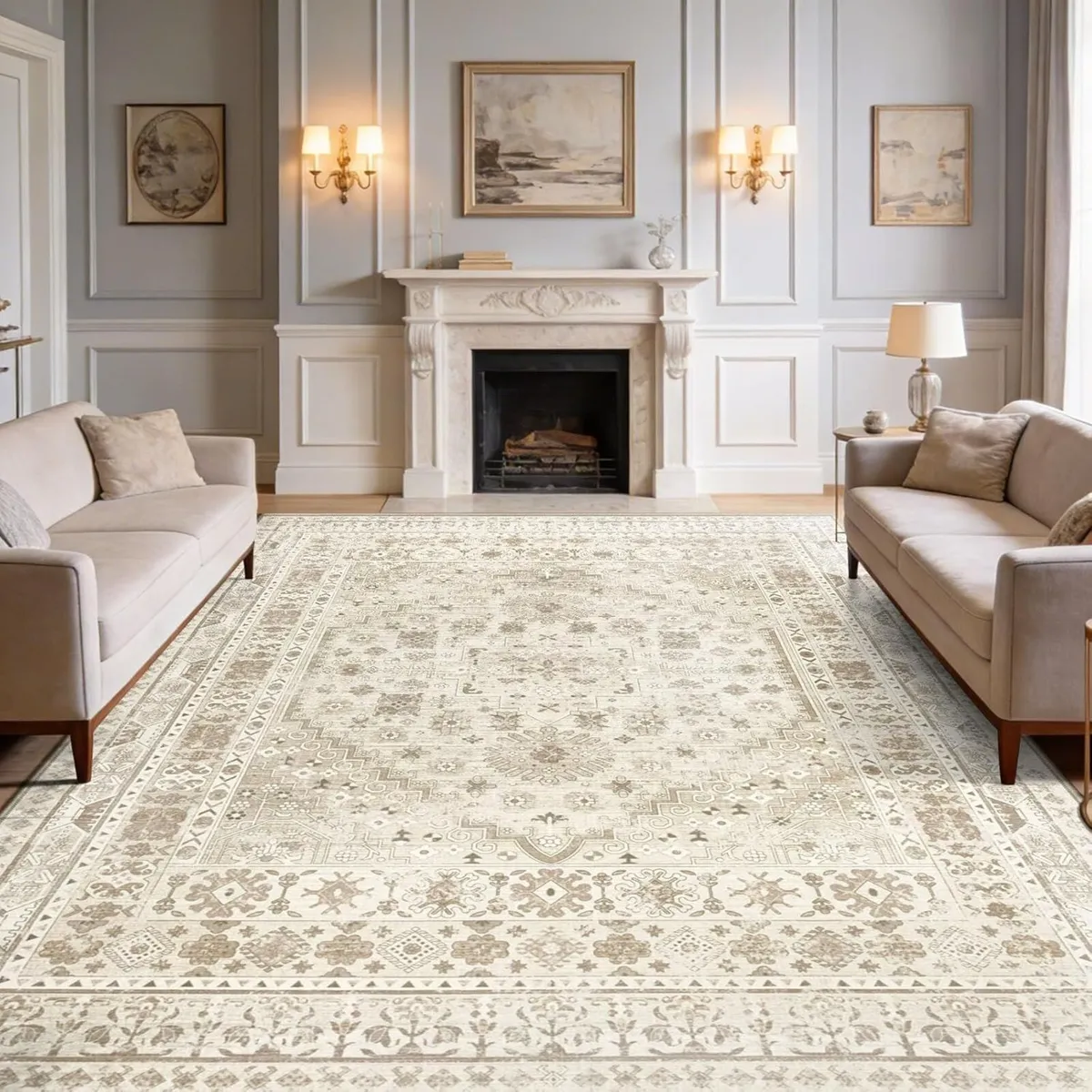 Washable Rugs Living Room Distressed Vintage Area - Image 1