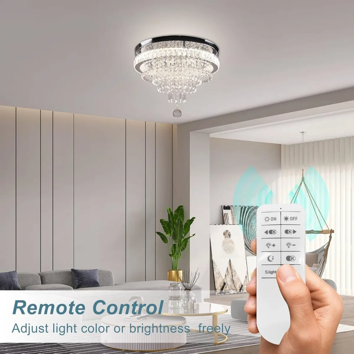 19.7" Crystal Flush Mount Chandelier Ceiling - Image 4