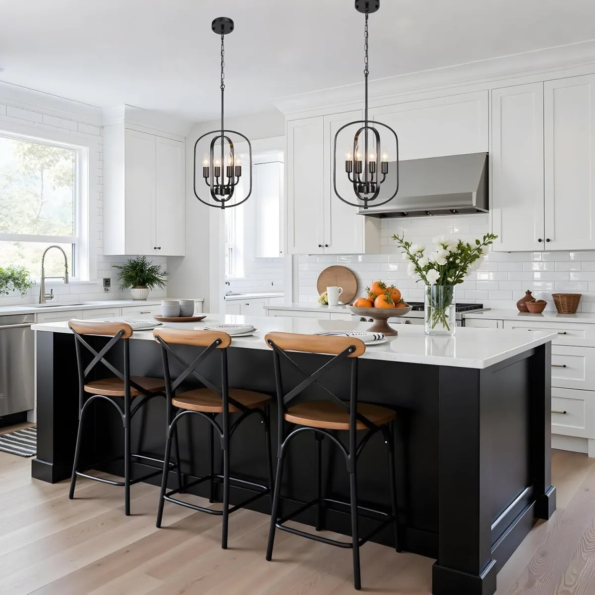 Wood Chandeliers 5-Light Adjustable Height - Image 2