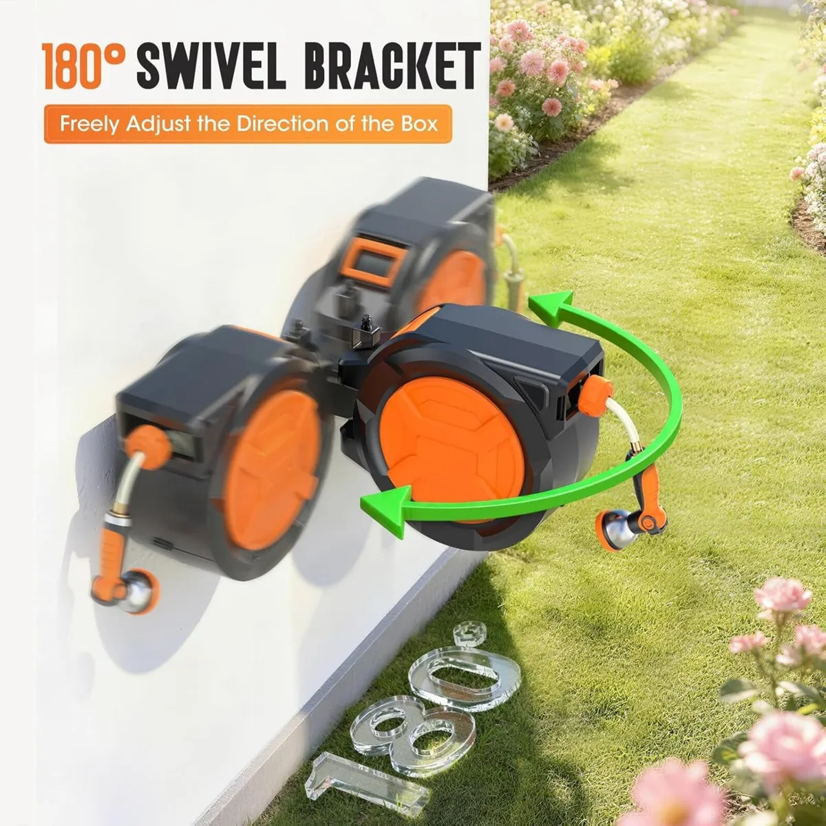 Garden Hose Reel 1 2" X 30+2m Retractable - Image 4