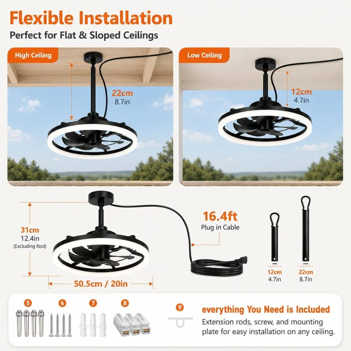 Outdoor Ceiling Fan with Lights Waterproof Gazebo - Image 3
