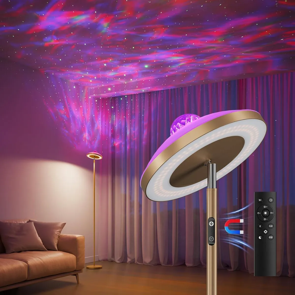 3-In-1 Floor Lamp with Galaxy Star RGB Aurora - Image 1