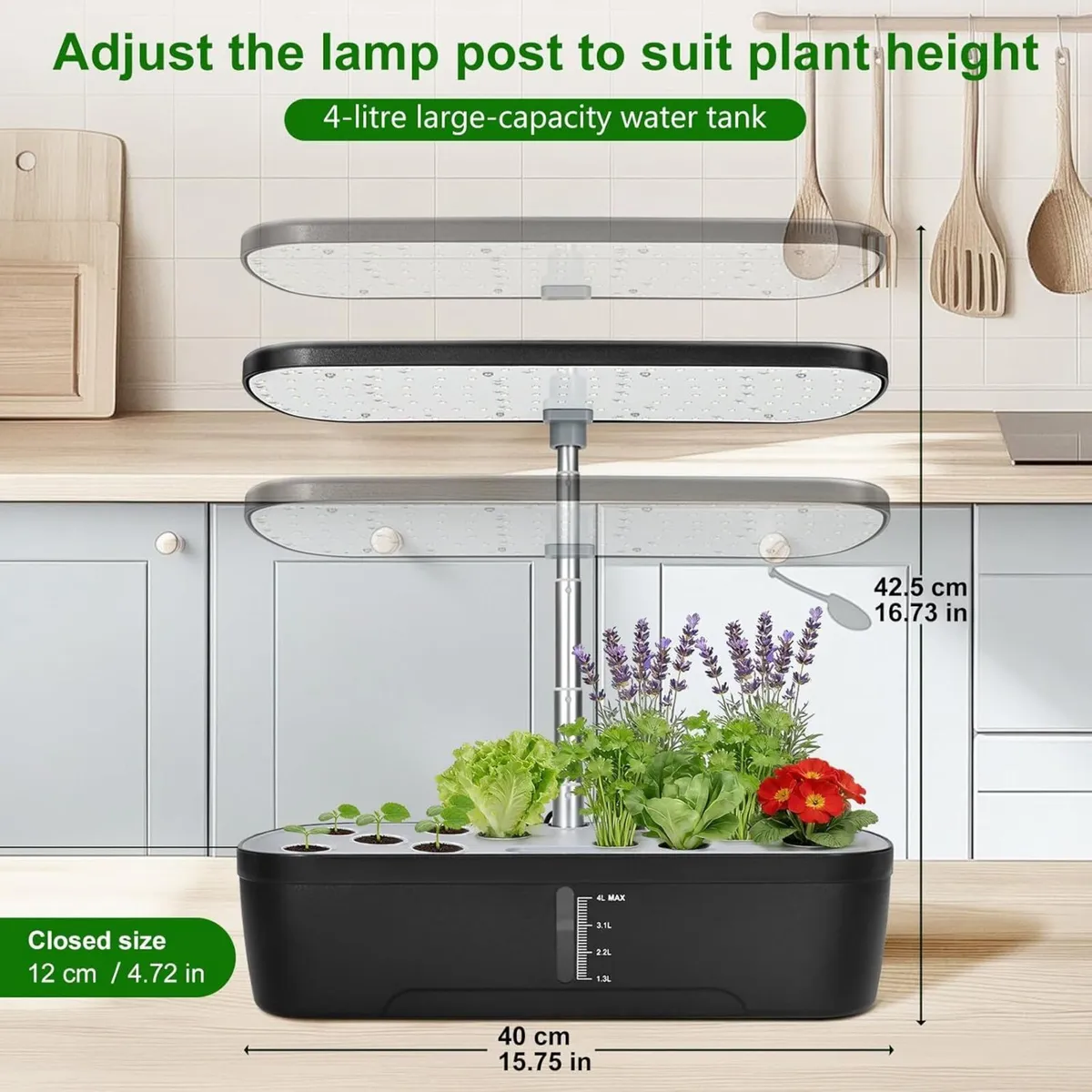 12-Pod Indoor Hydroponic Growing System 20W Full - Image 2